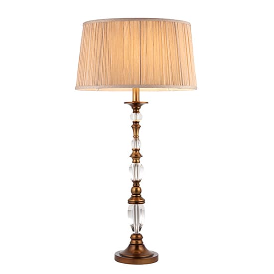 Polina Large Table Lamp In Antique Brass With Beige Shade_4