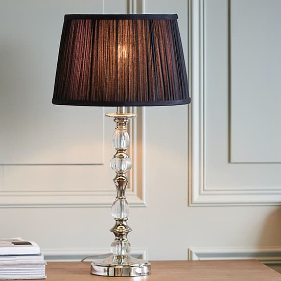 Polina Medium Table Lamp In Polished Nickel With Black Shade_1