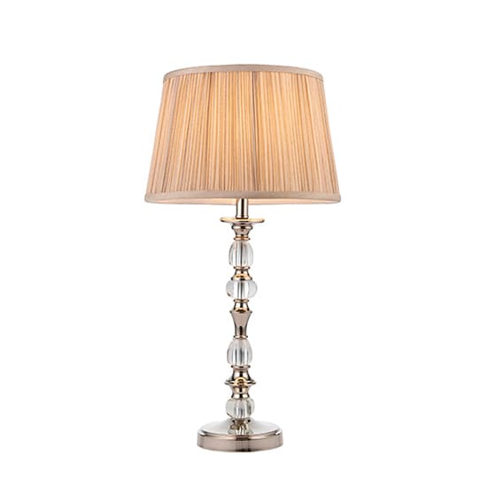 Polina Medium Table Lamp In Nickel With Beige Shade_4