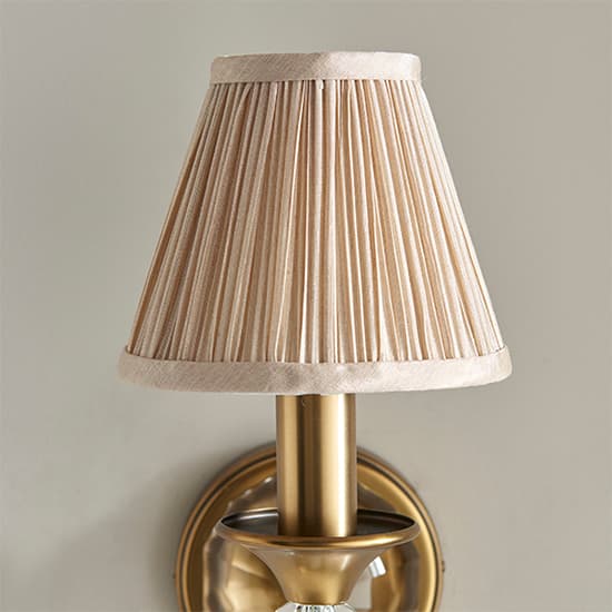 Polina Single Wall Light In Antique Brass With Beige Shade_2