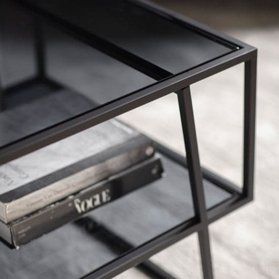 Pomona Glass Top Coffee Table In Black With Metal Frame_2