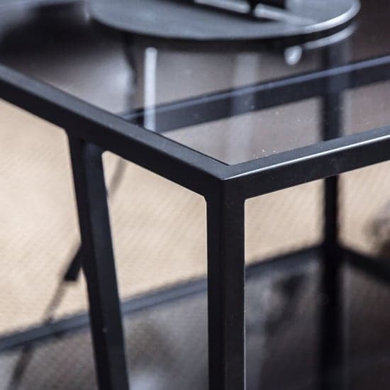 Pomona Glass Top Side Table In Black With Metal Frame_2