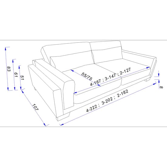 Pompano Fabric 2 Seater Sofa In Blue_6