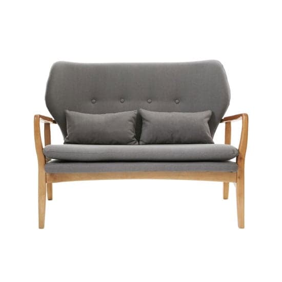 Porrima 2 Seater Sofa In Grey With Natural Wood Frame_1