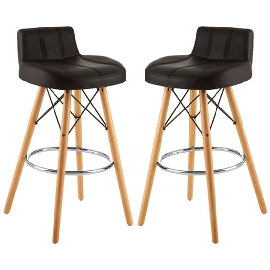 Porrima Black Faux Leather Effect Bar Stools In Pair_1