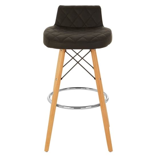 Porrima Faux Leather Bar Stool In Black With Natural Legs_2