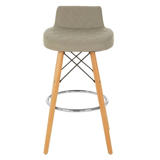 Porrima Faux Leather Bar Stool In Grey With Natural Legs_2