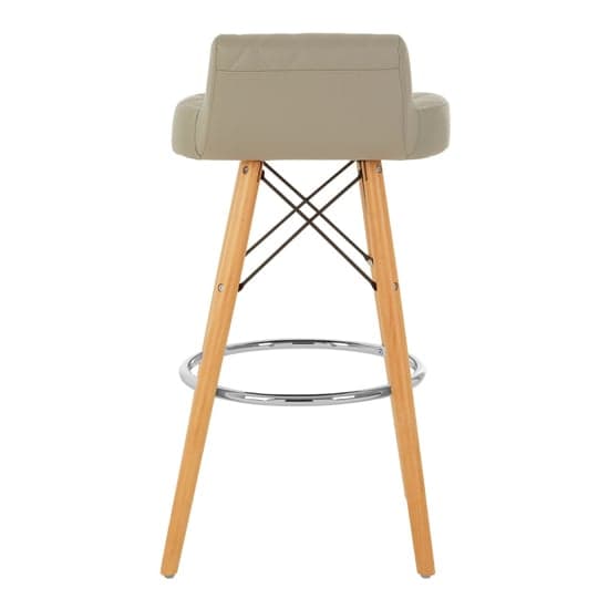 Porrima Faux Leather Bar Stool In Grey With Natural Legs_4