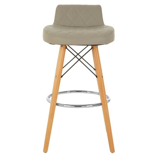 Porrima Faux Leather Bar Stool In Grey With Natural Legs_1