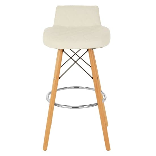 Porrima Faux Leather Bar Stool In White With Natural Legs_2