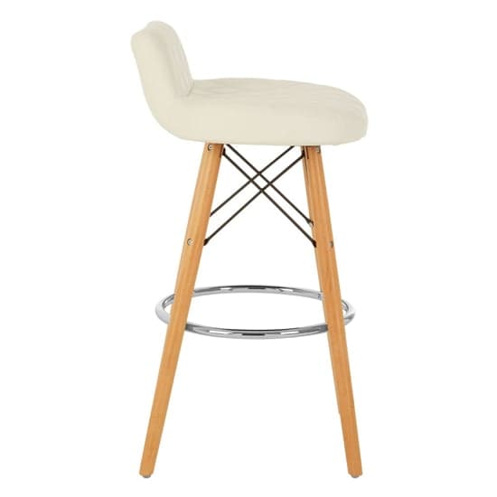 Porrima Faux Leather Bar Stool In White With Natural Legs_3