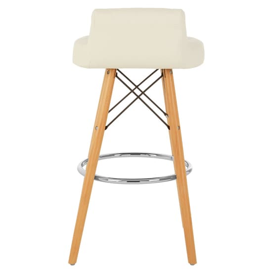 Porrima Faux Leather Bar Stool In White With Natural Legs_4
