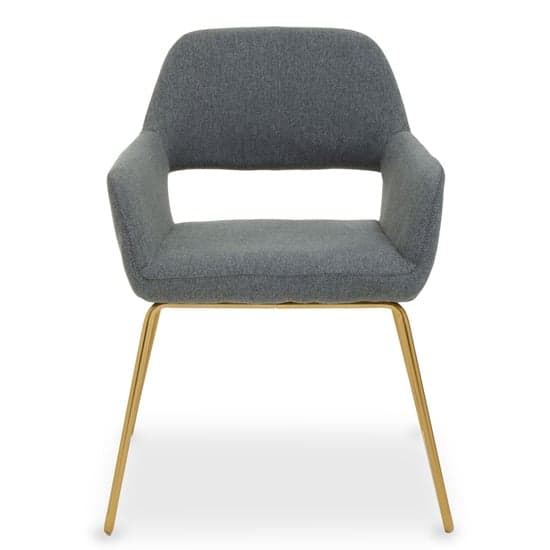 Porrima Grey Fabric Dining Chair With Gold Metal Base_2