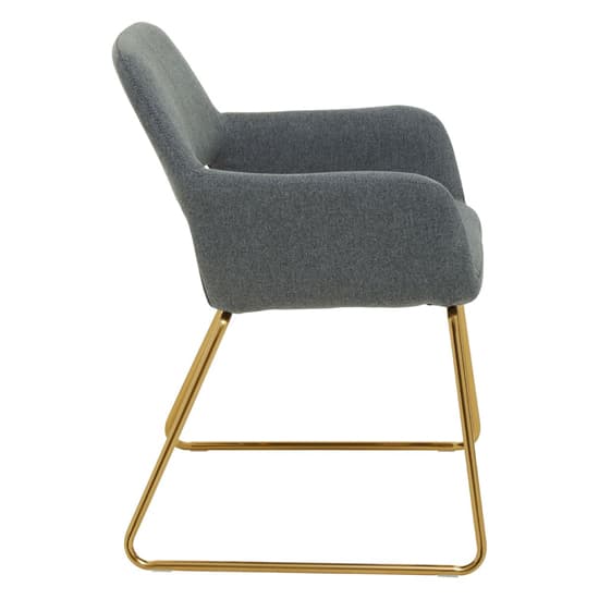 Porrima Grey Fabric Dining Chair With Gold Metal Base_3