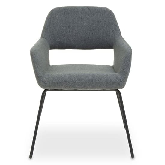 Porrima Grey Fabric Dining Chairs With Black Base In A Pair_2
