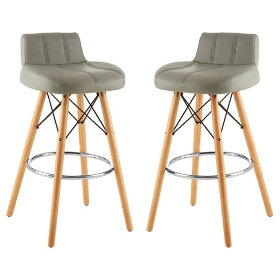 Porrima Grey Faux Leather Effect Bar Stools In Pair_1