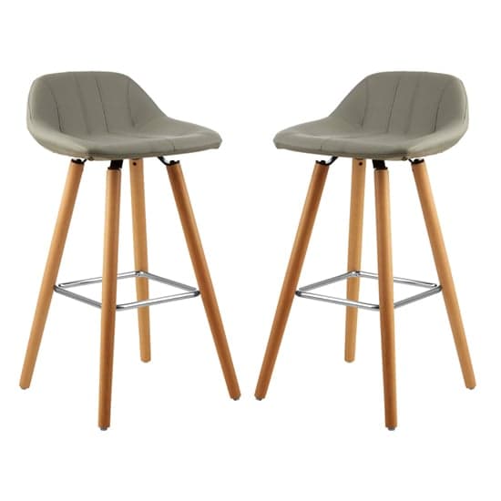 Porrima Grey Faux Leather Bar Stools In Pair_1