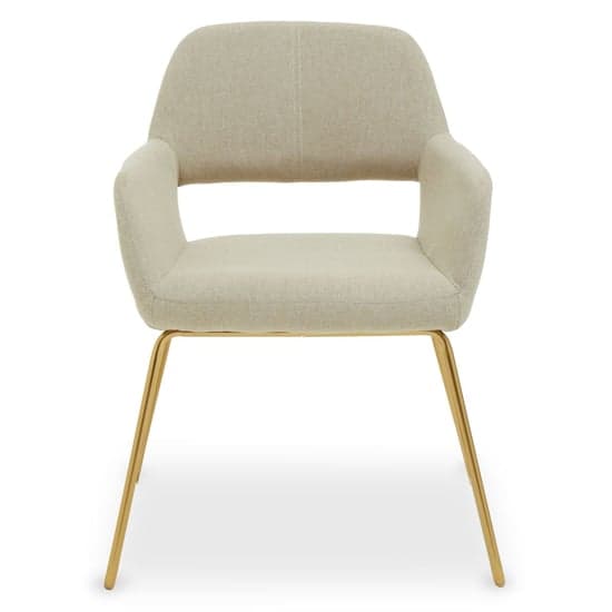 Porrima Natural Fabric Dining Chair With Gold Metal Base_2
