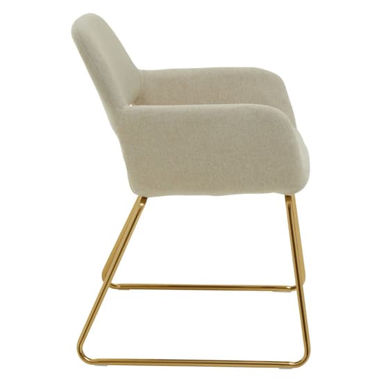 Porrima Natural Fabric Dining Chair With Gold Metal Base_3