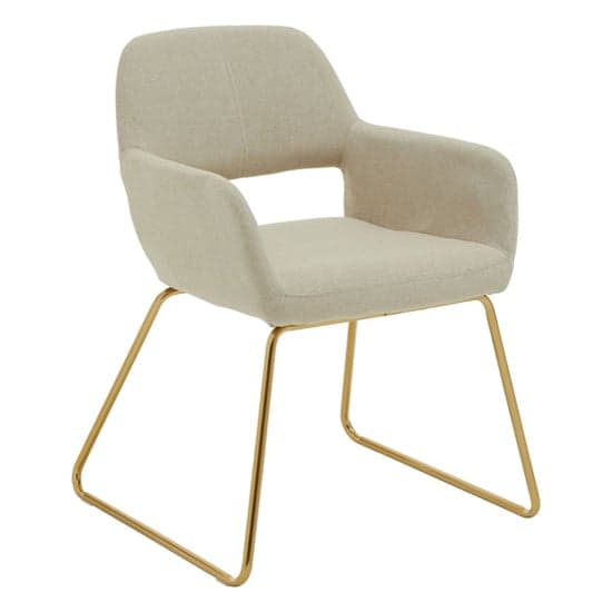 Porrima Natural Fabric Dining Chair With Gold Metal Base_1