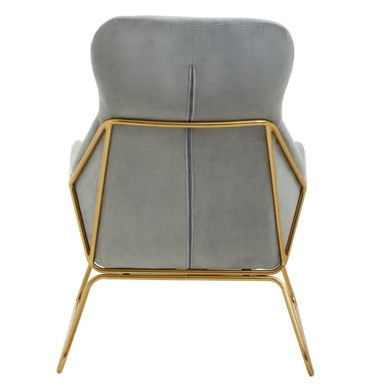 Porrima Velvet Armchair With Gold Metal Frame In Grey_4