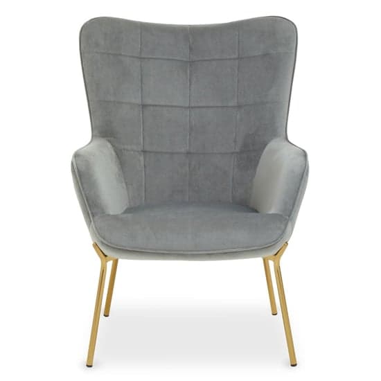 Porrima Velvet Upholstered Armchair In Grey_2