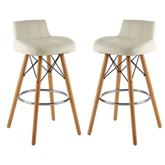 Porrima White Faux Leather Effect Bar Stools In Pair_1