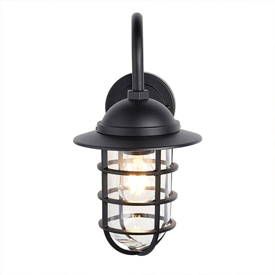 Port Clear Glass Shade Wall Light In Textured Black_4