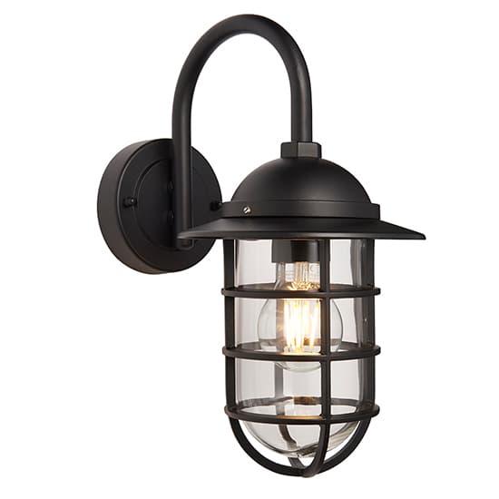 Port Clear Glass Shade Wall Light In Textured Black_5