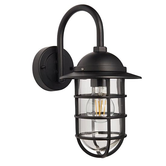 Port Clear Glass Shade Wall Light In Textured Black_6