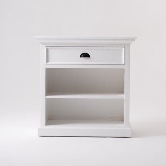 Porth Wooden BedsideTable With shelves In Classic White_1