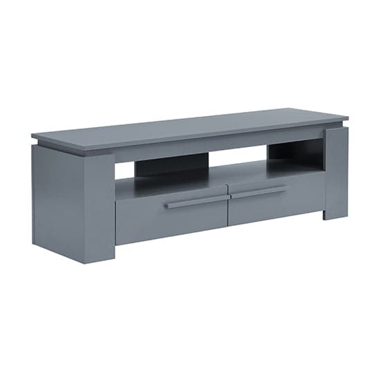 Portland Wooden TV Stand With 2 Drawers In Grey_6
