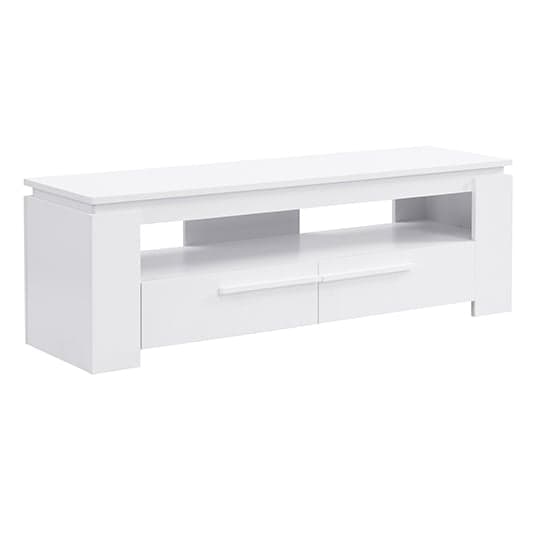 Portland Wooden TV Stand With 2 Drawers In White_5
