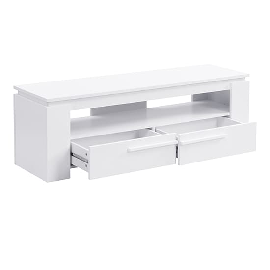 Portland Wooden TV Stand With 2 Drawers In White Furniture in Fashion