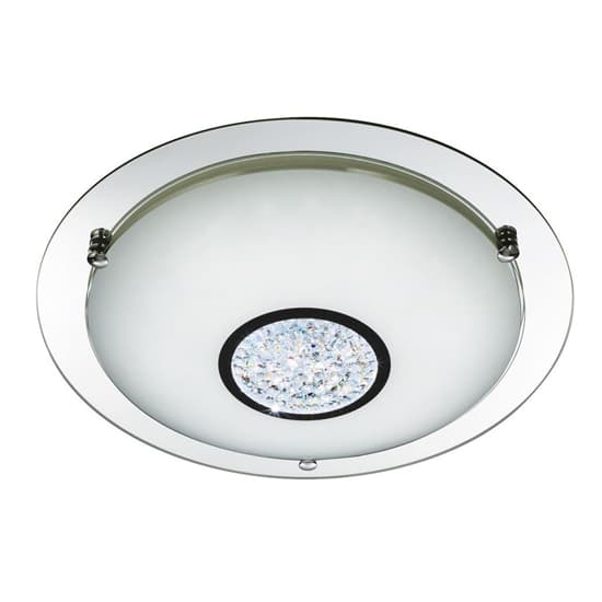 Portland LED White Glass Bathroom Flush Light In Chrome_2