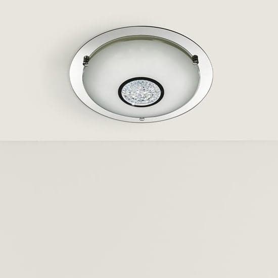 Portland LED White Glass Bathroom Flush Light In Chrome_1