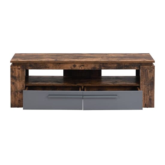Portland Wooden TV Stand With 2 Drawers In Rustic Oak_3