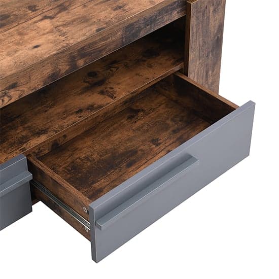 Portland Wooden TV Stand With 2 Drawers In Rustic Oak_8