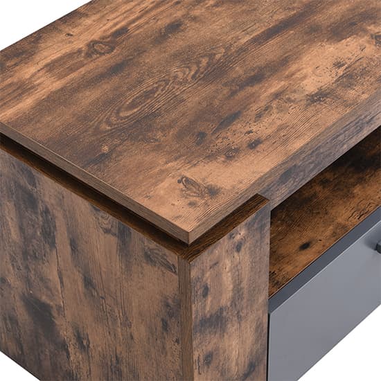 Portland Wooden TV Stand With 2 Drawers In Rustic Oak Furniture in