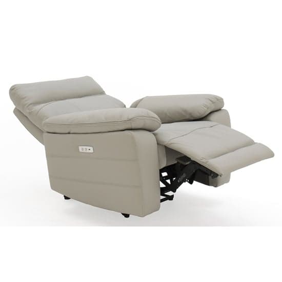 Posit Electric Recliner Leather 1 Seater Sofa In Light Grey_2