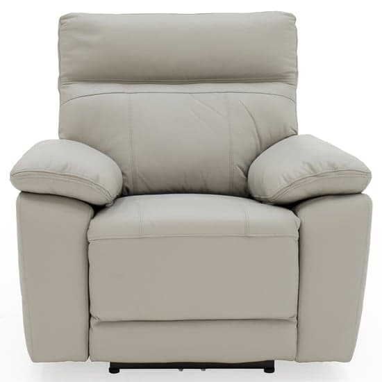 Posit Electric Recliner Leather 1 Seater Sofa In Light Grey_3