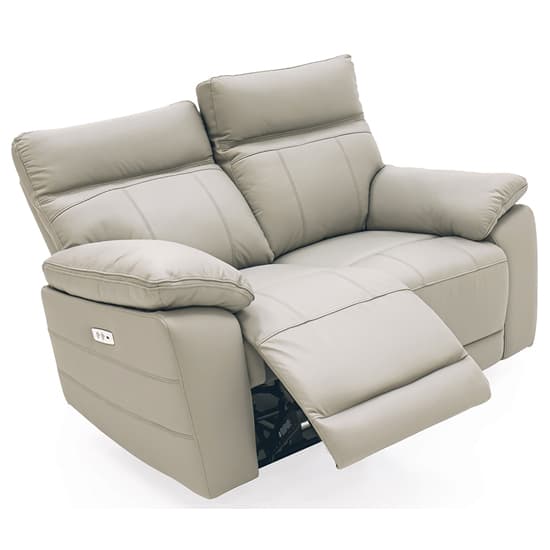 Posit Electric Recliner Leather 2 Seater Sofa In Light Grey_2