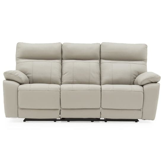 Posit Electric Recliner Leather 3 Seater Sofa In Light Grey_2