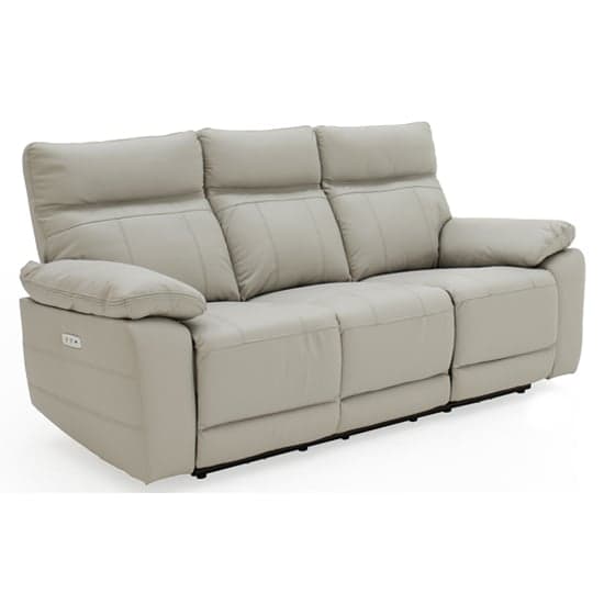 Posit Electric Recliner Leather 3 Seater Sofa In Light Grey_1