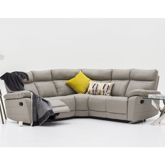 Posit Recliner Leather Corner Sofa In Light Grey