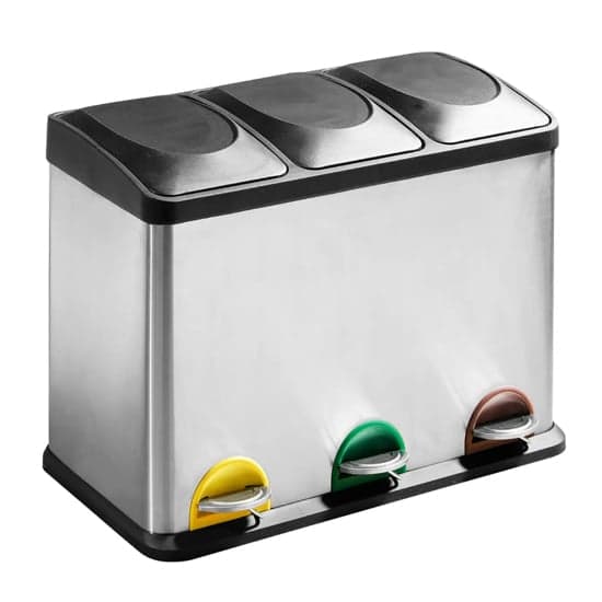 Potenza Stainless Steel 45 Litre Rex Recycle Pedal Bin_1