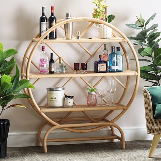 Potosi Small Rattan Display Stand With 3 Shelves In Natural