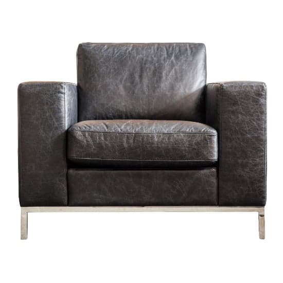Pottsville Faux Leather Armchair In Black With Chrome Legs_5