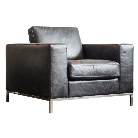 Pottsville Faux Leather Armchair In Black With Chrome Legs_6