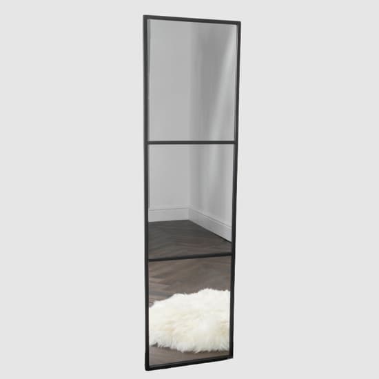 Poway Window Style Floor Standing Mirror With Black Frame Furniture